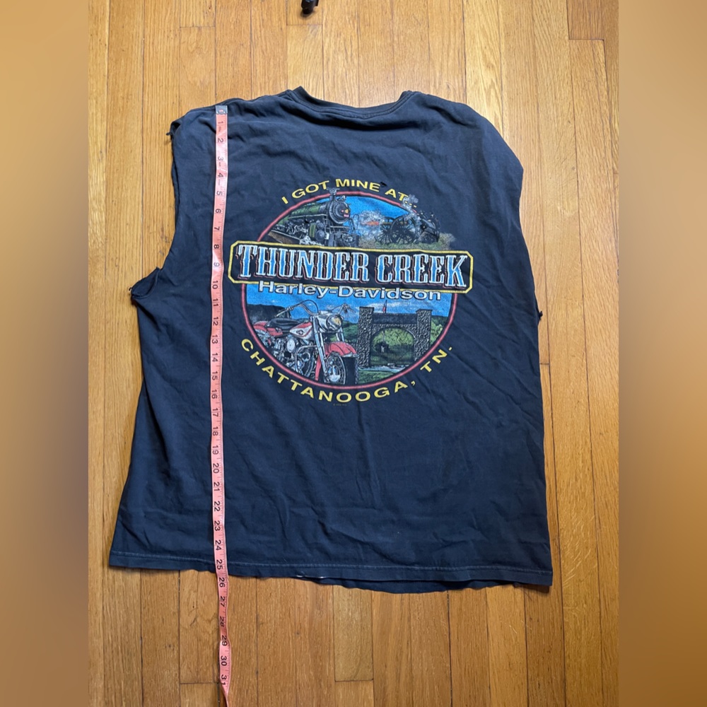Y2k Vintage Sleeveless Harley Davidson Cut Off T Shirt - Picture 9 of 10